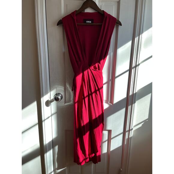 Reformation Dresses & Skirts - Reformation Red Wrap Midi Dress XS | Sexy Deep V Neck Sleeveless Crepe | US Made